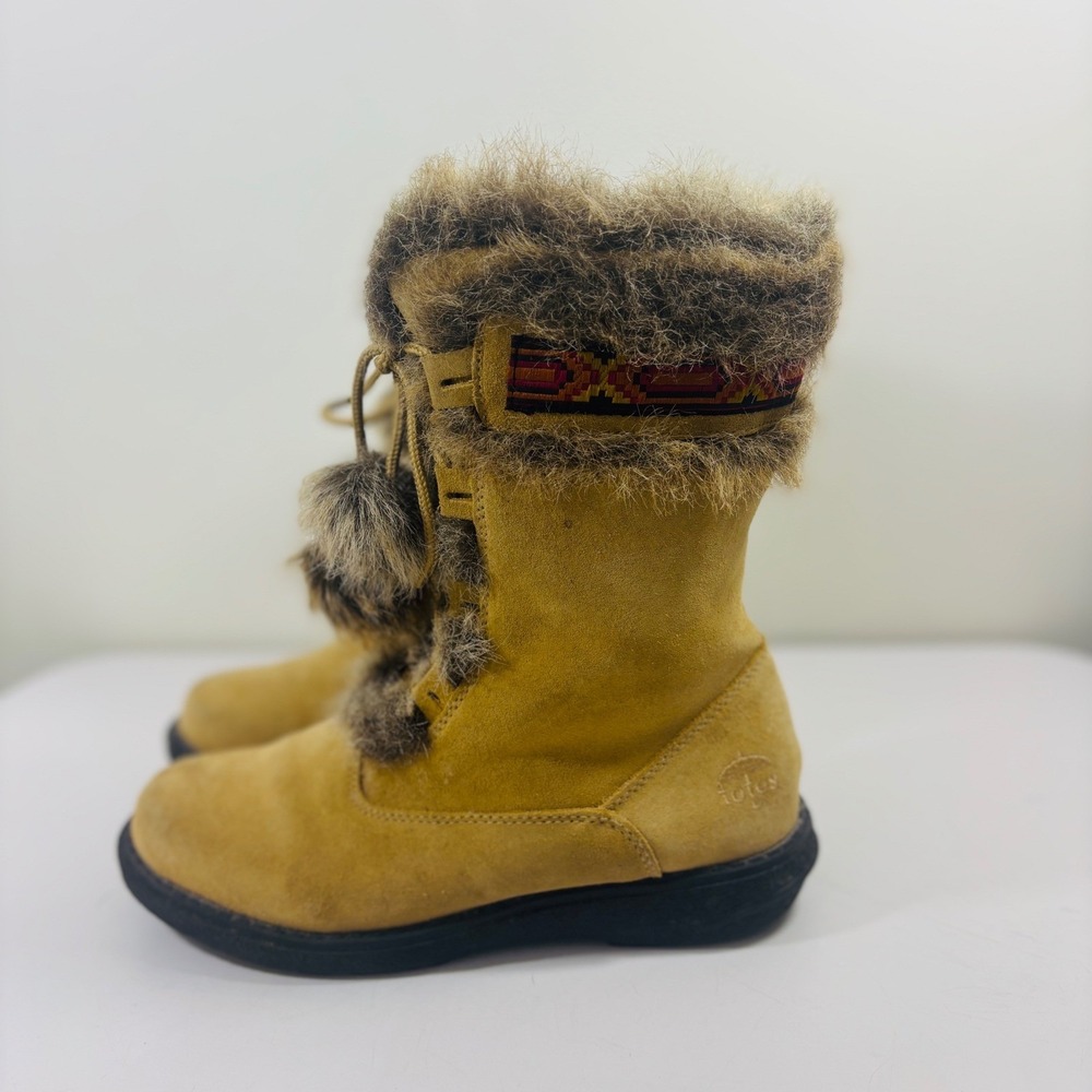 Totes Leather Tanya Tan Faux Fur Lined Boots Women's Size 6